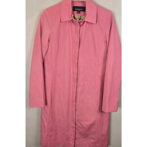 Jones New York Trench Rain Coat Single Breast Pink PETITE Sz XS COQUETTE Girly